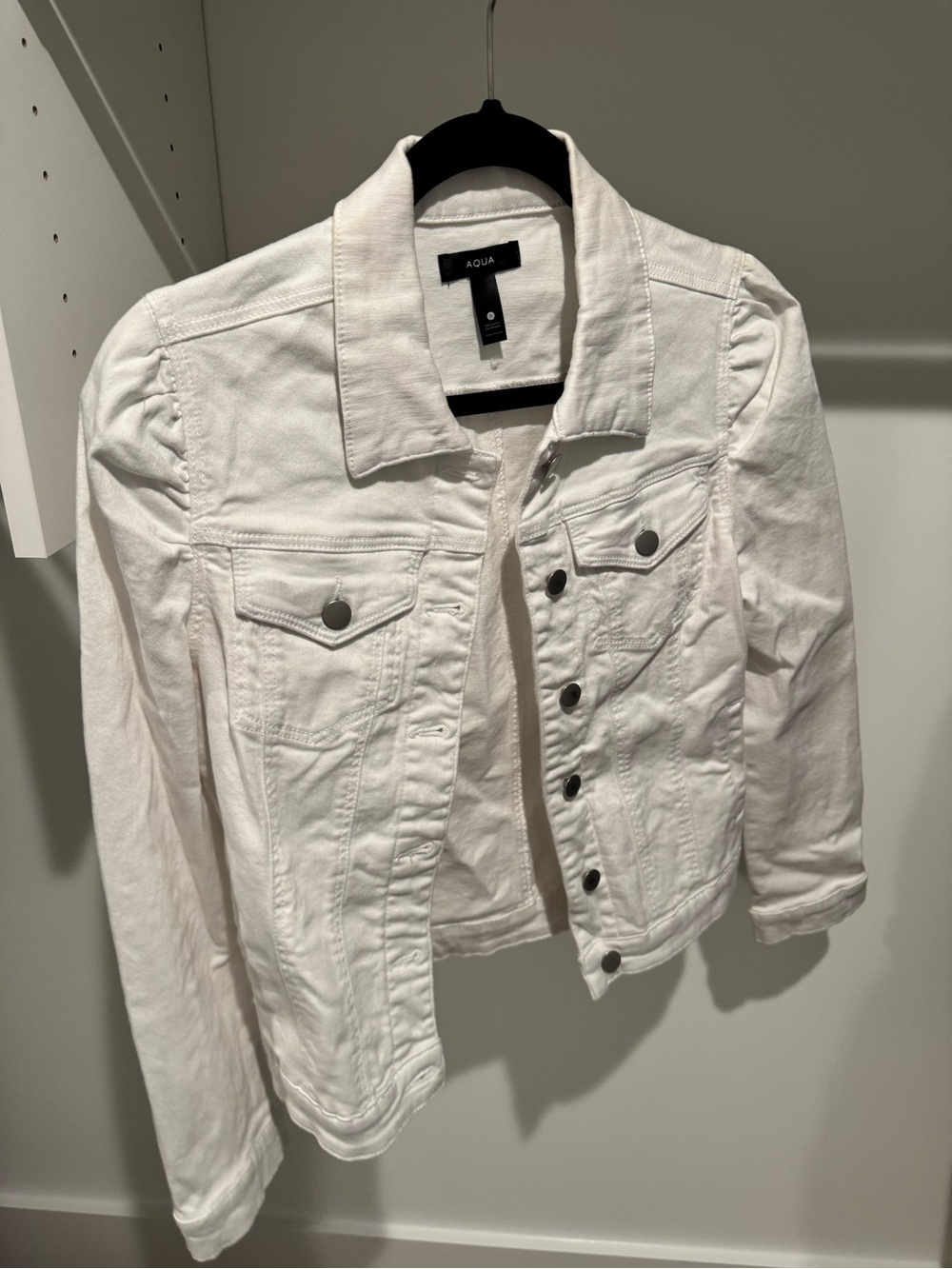 Aqua White Denim Jacket with Button-Front